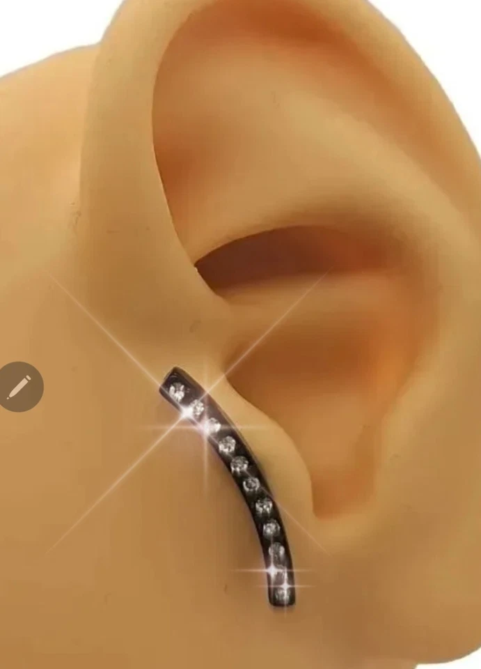 Joyería de oreja hélice curva estrás de metal negro para uno nueva con caja Foto 1 de 4