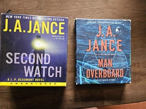 2 Audio CD Books novels by J. A, Jance: 'Man Overboard' and 'Second Watch' - Foto 1 di 3