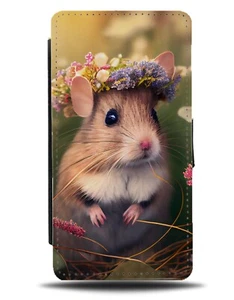 Funda Cartera Abatible Corona Flor Ratón Floral Divertida Novedad Ratones Puerta de Campo CG12 - Imagen 1 de 3