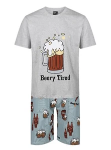 Pijamas cortos para hombre novedad divertido tema cerveza noche salón dormir conjuntos de pijamas M-2XL - Imagen 1 de 2
