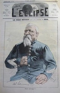 LE PERE MECHIN  CARICATURE de GILL JOURNAL SATIRIQUE L'ECLIPSE N° 123 de 1870 - Picture 1 of 1