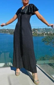 VINTAGE Young Edwardian 1970s Original Couture Glamour Polka Dot Retro Dress - Picture 1 of 8