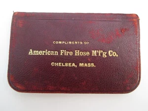 Manguera contra incendios americana 1888 Mfg. Bloc de notas publicitarias de cuero rojo Co. Chelsea Mass., - Imagen 1 de 6