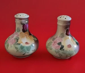 ROYAL CROWN KINRAN NIPPON SALT & PEPPER SHAKERS FLORAL PATTERN VINTAGE - Picture 1 of 13
