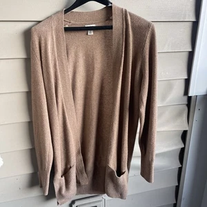 LL Bean hellbraune Damen Kaschmir Strickjacke vorne offen Größe S Taschen gemütlich Luxus - Bild 1 von 10
