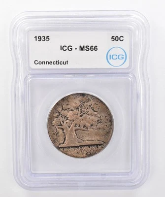 1935 Connecticut Commemorative Half Dollar MS66 ICG Beautiful Tone *0260 - Image 1 of 3