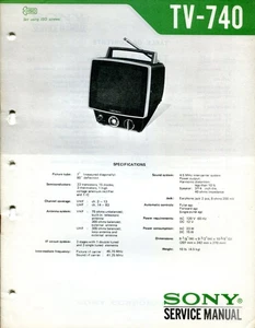 Sony TV-740 Fernseher elektronisches Serviceanleitung - Bild 1 von 3