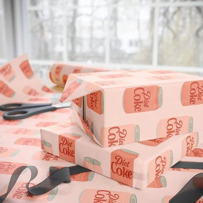 Diet Coke Wrapping Paper, Cola Beverage Print for Any Occasion, Holiday Gifts - Image 1 of 4