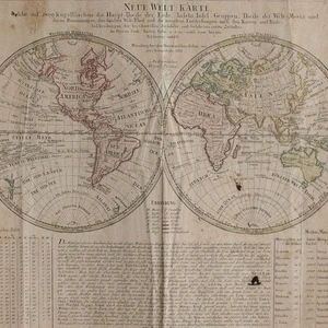 Neue Welt Karte Historische Landkarte Christoph Fembo kolor Kuperstich 1813 groß - Bild 1 von 4