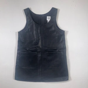 Baby GAP Black Faux Leather Jumper Dress Toddler Girl Size 2 Years Pockets - Picture 1 of 9