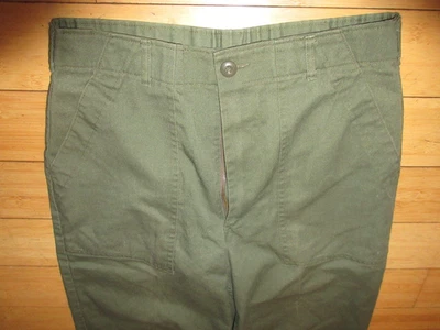 复古 20 世纪 80 年代实用长裤男式 30 x 25 码绿色军用野战裤 — 第 1/4 张图片