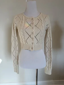 NEW WITH TAGS John Galt cream cardigan one size style 0213 Cable pattern - Picture 1 of 3