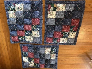 3 Puffy Quilt Look Pillow Shams/ Cases With Zipper In Backs - Picture 1 of 3