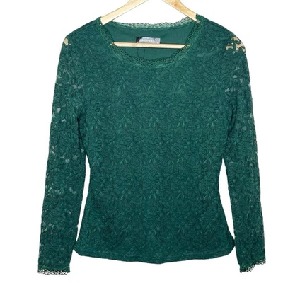 Top de encaje Allegra K verde para mujer talla pequeña hada del bosque capricho oscuro romántico Foto 1 de 4