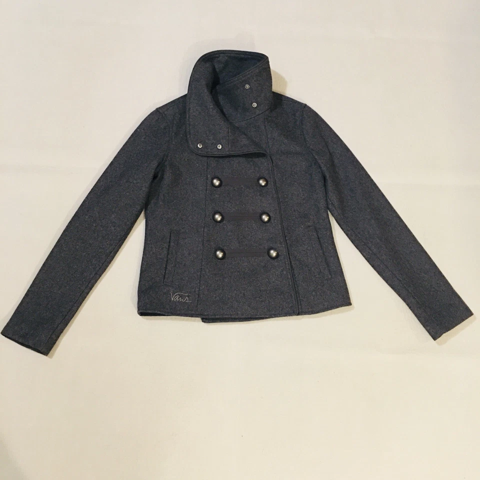 Chaqueta Vans Emerick Anchor Peacoat para mujer talla pequeña mezcla de lana bolsillos grises Foto 1 de 4