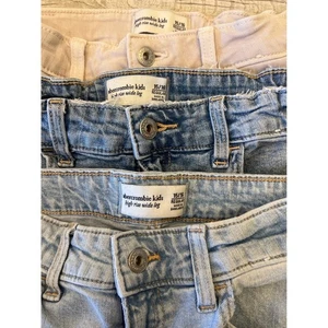 Abercrombie Kids High Rise Wide Leg Ripped Knee Jeans Size 15/16 - Picture 1 of 16