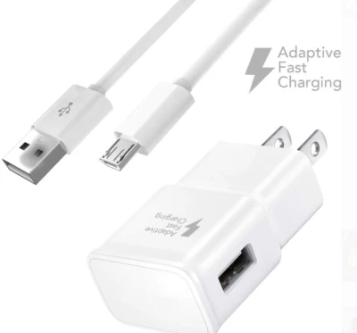 Fast Rapid Wall Charger + Micro USB Charging Cable Cord For Samsung Galaxy S6 S7 - Image 1 of 2