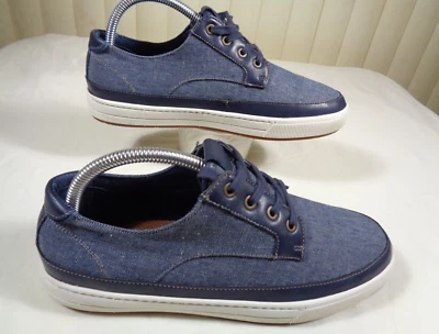 Zapatos ALDO ~ Para hombres Talla 7.5 Informales Confort Tenis Azul Lona Cuero Ribete Usados en Excelente Condición Foto 1 de 4