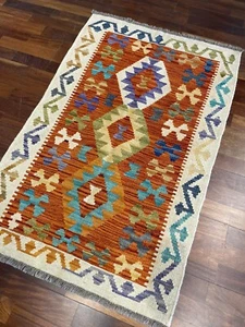 Bunter Tribal Veg Dye Handgefertigter Kelim Vorleger 2,8x4 - Bild 1 von 5