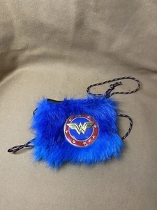 DC Comics Wonder Woman Purse - Blue Fuzzy Costume Handbag - Good, Used Condition - Picture 1 of 9