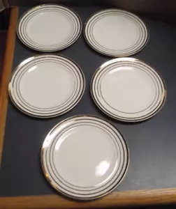 LOTE DE 5 PLACAS LATERALES SALEM CHINA CO ETUDE PORCELANA 6 1/2" ORO 23 QUILATES - Imagen 1 de 3