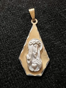 Vintage Yellow & White Gold Diamond Cut Christ Cameo Pendant STAMPED Germany - Picture 1 of 12