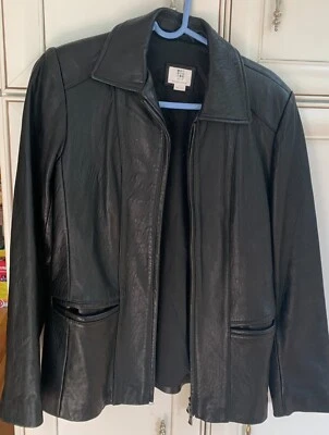 Кардиган куртка Apt 9 черный из овчины кожи полный молнии женщины sz S - Изображение 1 из 4