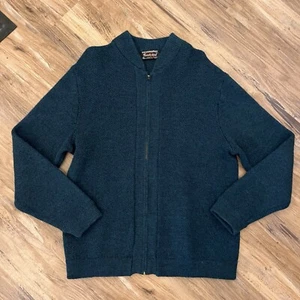 Men’s Vintage 70s Columbia Knit Thunderbird 100% Wool Zip Cardigan Sweater Sz L - Picture 1 of 5