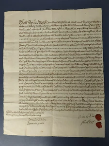 1708 Handwritten Signed Manuscript with remnants of red wax seal/stamp - Picture 1 of 11