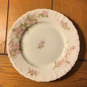 Antique Morris Zdekaur M Z Austria Decor Plate Pink Rose Scallop Edge Stamp 6 in - Picture 1 of 5