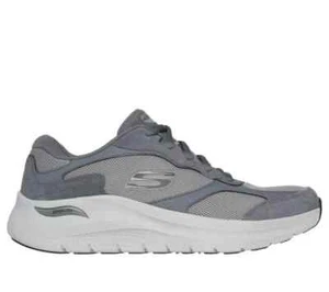 Skechers Sport Shoe Arch Fit Men Gray Leather Mesh Cushion Comfort Casual 232702 - Picture 1 of 5