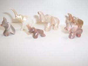 Lot of (5) 1950's - 1960's Small Natural Stone "Elephant" Figurines