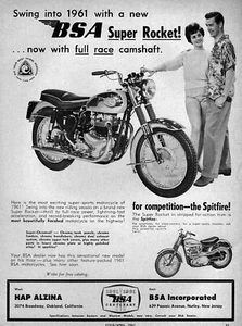 1961 BSA Super Rocket Motorcycle "Swing Into 1961" Original Ad  - Picture 1 of 1