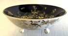 Coalport Cairo Gold on Deep Cobalt 10.5” Smooth Edge Bowl Birds Insects Footed
