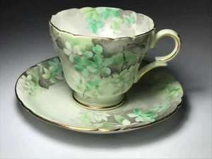 Shelley Floral Green Cup and Saucer 12737 - Picture 1 of 8