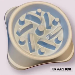 Gray Fun Maze Puzzle Bowl / Dog Bowl / Slow Feeder / Dog/Cat Dish / BPA-Free - Picture 1 of 5