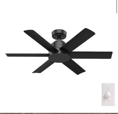 New Hunter Kennicott 44” Matte Black Indoor Outdoor Ceiling Fan 59613 - Image 1 of 4