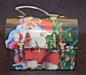 Coca Cola Santa and Tree SM Tin Dome Lunch Box Collectable - Picture 1 of 5