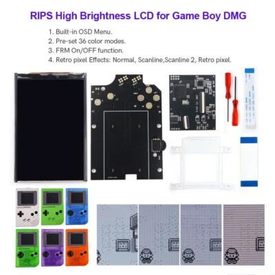 8 Farben DMG IPS Bildschirm Rücklicht Backlit LCD Kit Für Game Boy GBO Konsole - Bild 1 von 4