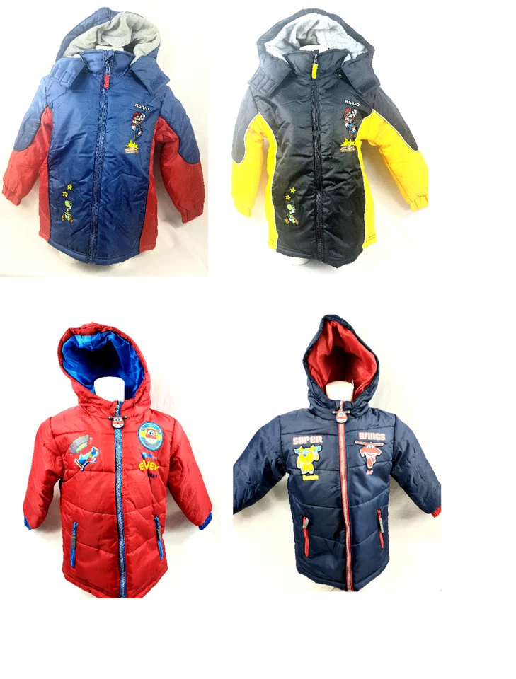 SUN CITY Super Mario oder Super Wings, Winterjacke Steppjacke Jacke Jungen warm gefüttert