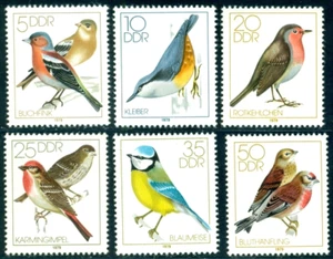 1979 Singvögel, Robin, Rosenfink, Blaumeise, Leinennetz, Kleiber, Buchfink, DDR, M.2388,MNH - Bild 1 von 1