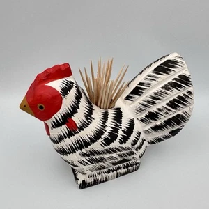 Portavelas de gallo pintado a mano arte popular de colección soporte para palillos de dientes - Imagen 1 de 10