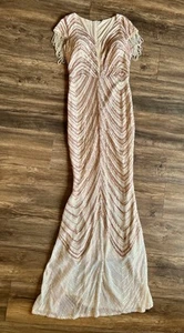Sequin Rose-Gold Gown Roaring 20’s Great Gatsby Dress Brand New Cocktail Size M - Picture 1 of 14