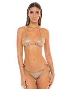ENEZ Swim Triangel-Bikini-Top Gold Glitzer Damen XS neu mit Etikett - Bild 1 von 3