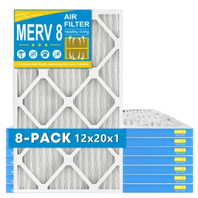 12x20x1 Air Filter, MERV 8, MPR 600, For AC Furnace (Actual Size: 11.75"x19.75") - Image 1 of 4