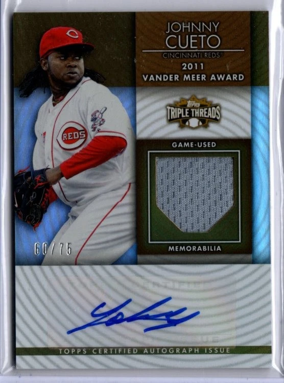 2012 Topps Triple Threads Baseball Johnny Cueto JERSEY AUTO REDS 60/75 - Image 1 of 1