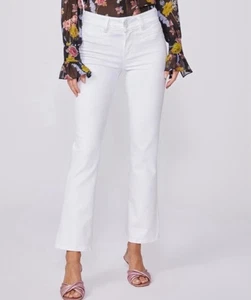 Jeans donna PAIGE Claudine bianco elasticizzato denim vita alta gamba larga svasato 31 - Foto 1 di 8