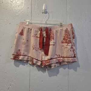 Katie Kime Pajama Home for the Holidays Toile Pink Christmas Sz M Bottom ONLY - Picture 1 of 13