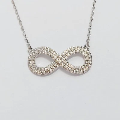 Collana Argento 925 Donna Ciondolo Gioiello Simbolo Infinito e Zirconi Brillanti - Immagine 1 di 4