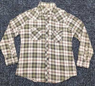 Camisa DE COLECCIÓN LEE Para Hombres Mediana XL Franela a Cuadros Algodón Perla A Presión Western Manga Larga Foto 1 de 4